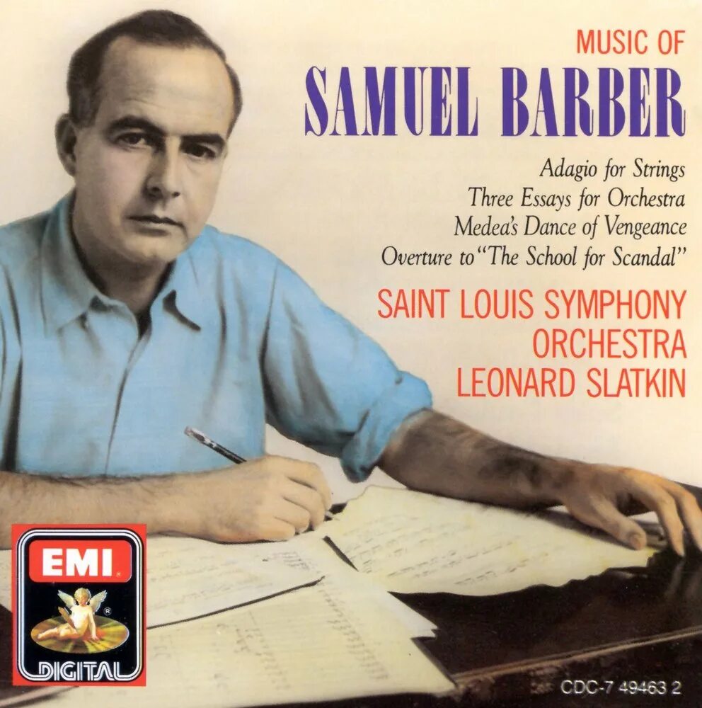 Samuel Barber. Adagio for Strings, op. 11 Samuel Barber. Рене Барбера. Обложка альбома Leonard Slatkin (conductor): Saint Louis Symphony Orchestra. Barber adagio