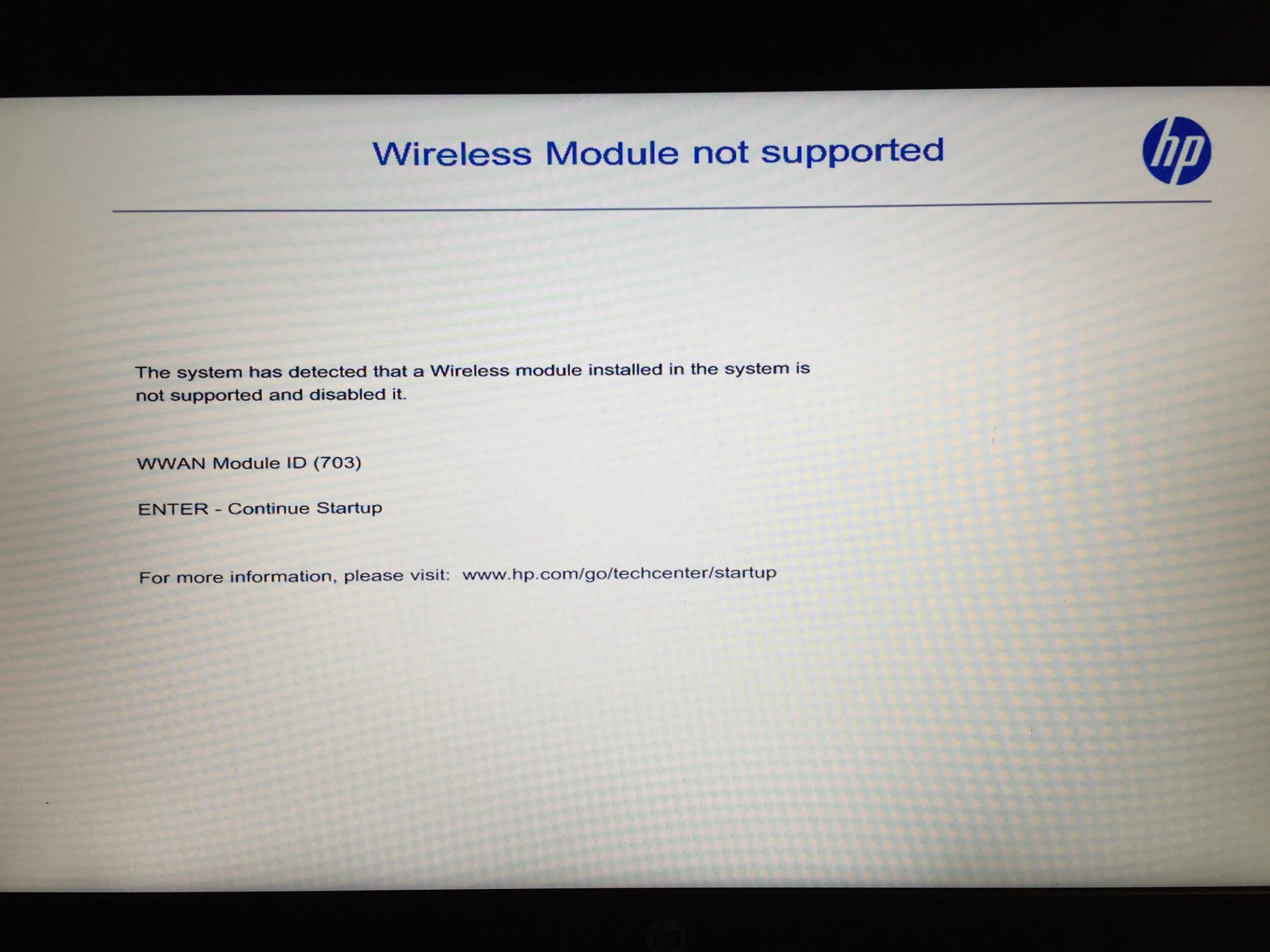 Wireless Module not supported. The system has detected
