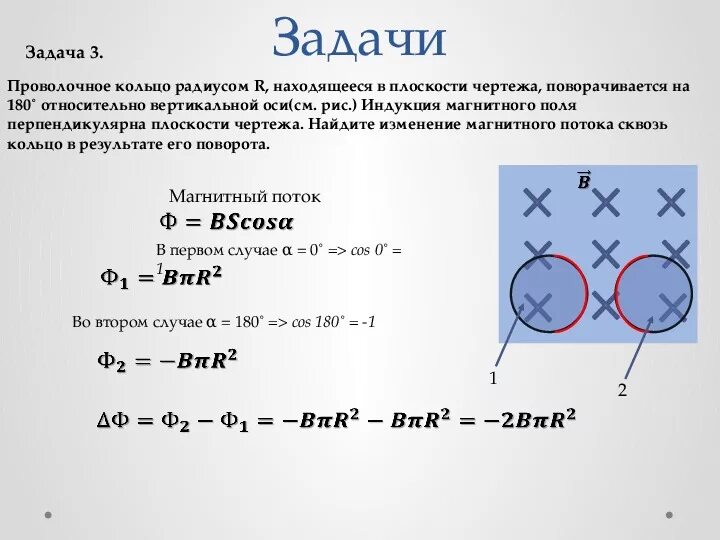 Проволочное кольцо радиусом 5. Магнитный поток через кольцо. Задачи на нахождение магнитного потока. Магнитный поток задачи. Физика магнитный поток задачи.