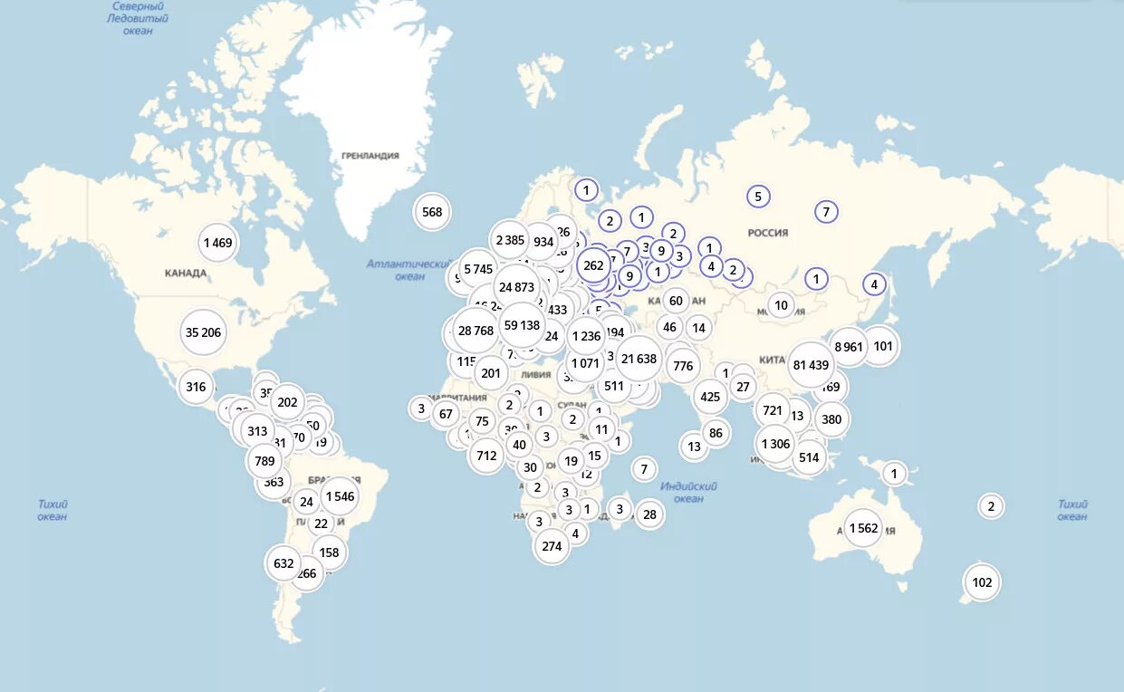 Карта без https. Карта распространения.