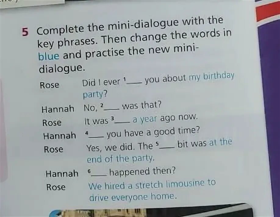 Complete the mini dialogues. Getting to know Mini Dialogue text.