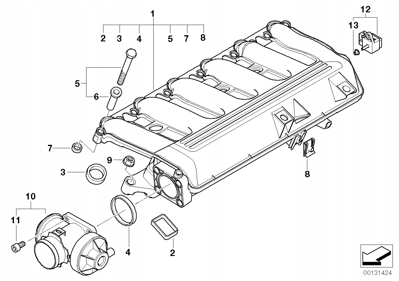 Бмв прокладки коллектора. BMW 11 61 2 246 947. BMW 11 61 2 246 947 прокладка коллектора. Вакуумная система БМВ м54. BMW e46 схема впускного коллектора.