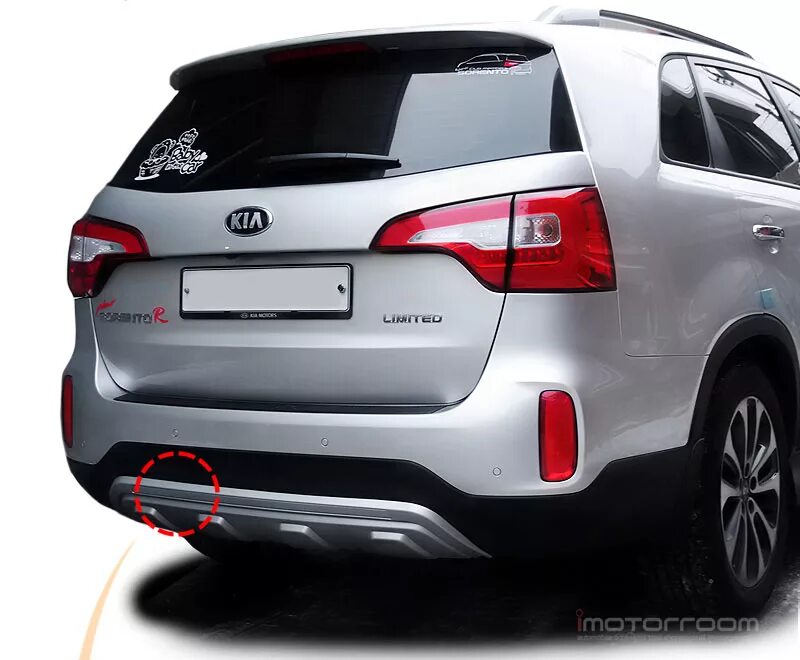 Диффузор заднего бампера Kia Sorento XM. Kia Sorento 2013 накладка бампера заднего "Sorento". Защитная накладка переднего бампера Киа Соренто Прайм 2016г.