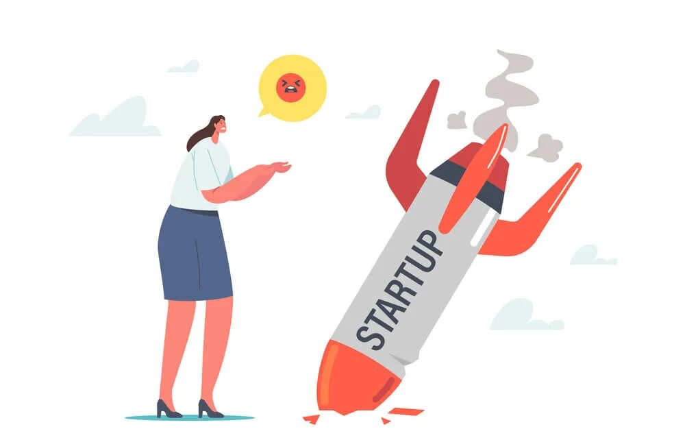 Финансовый крах иллюстрация. Startup failure illustrations. Flat illustration неудачи. Разбитая ракета.