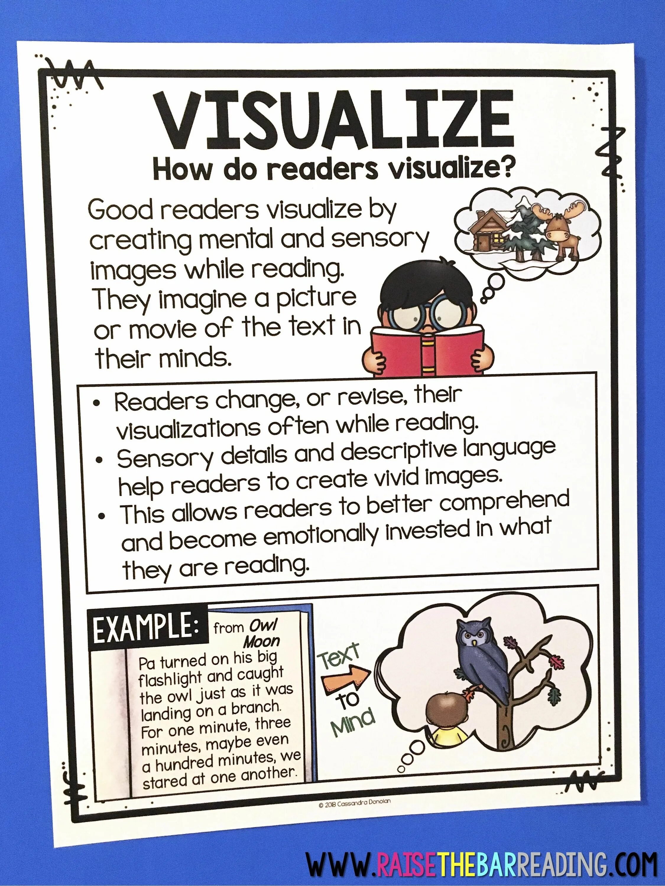 Visual reader. Sensory language chart. visualizing strategy. reading change. glover d. &quot;anchor chart: noun&quot;.