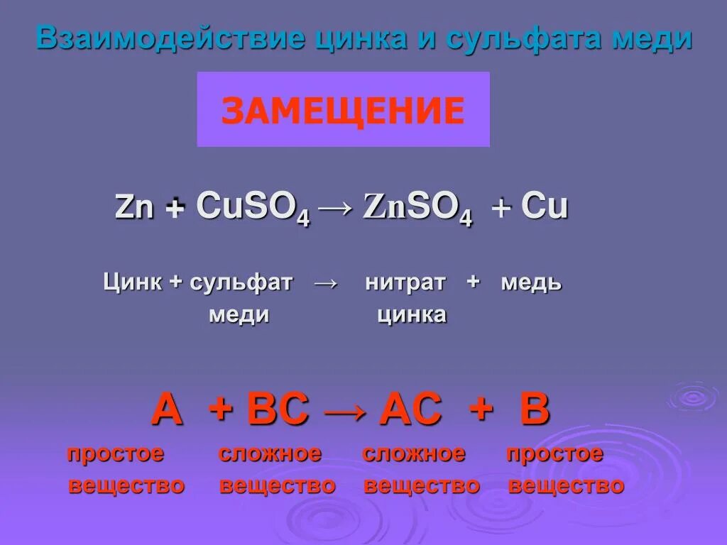 Сульфат меди 3 и цинк