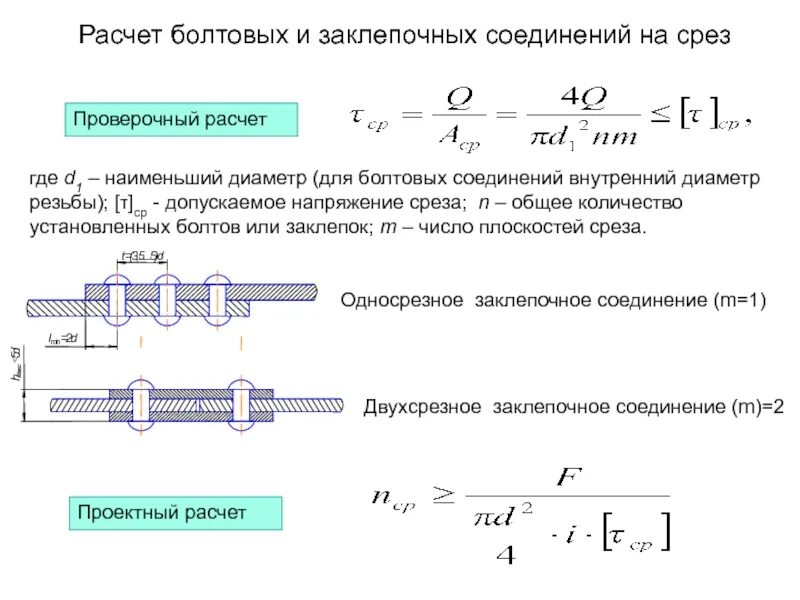 Расчетная срез. Расчет заклепочных соединений на прочность. Условие прочности заклепочного соединения. Расчет на прочность болтовых и заклёпочных соединений.. Прочность заклепочного соединения на срез.