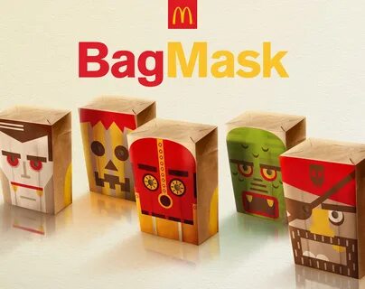 Halloweenowa maska ​​McDonalds torba papierowa torba potwory ILUSTRACJA OPAKOWANIA L...