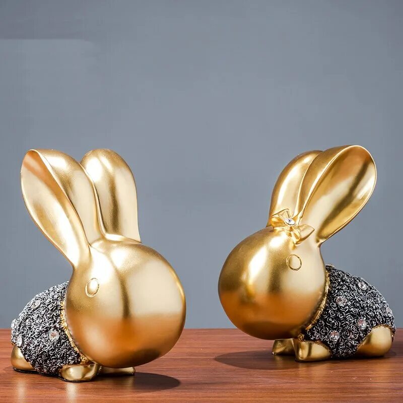 Креативные керамические парные кролики. Rabbit Handicraft decoration Sculpture.