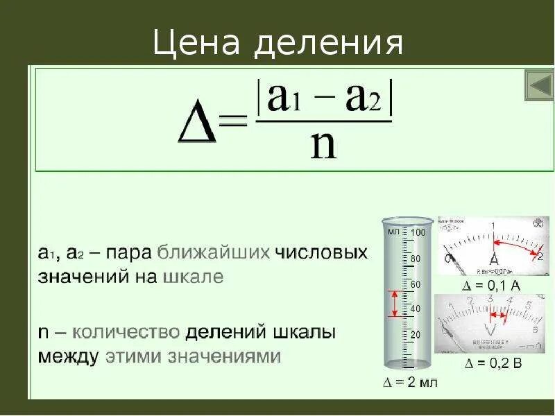 Формула расчета шкалы. Цена деления формула. Цена деления прибора формула. Формула определения цены деления. Как найти цену деления формула.
