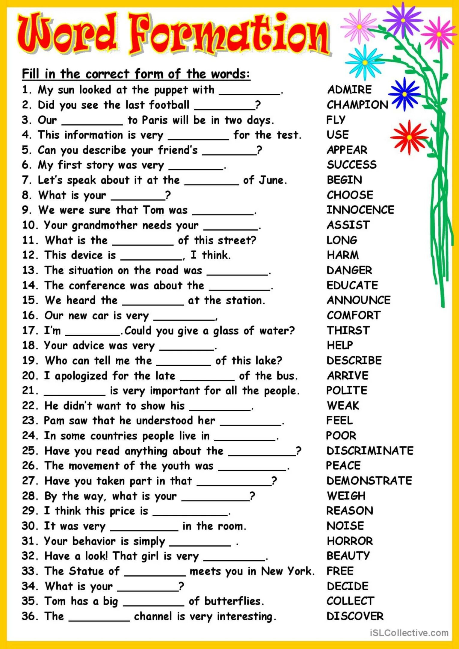 Fill in whatever. Словообразование в английском Worksheets. Word formation английском языке Worksheet. Word formation задания. Word formation упражнения Worksheet.