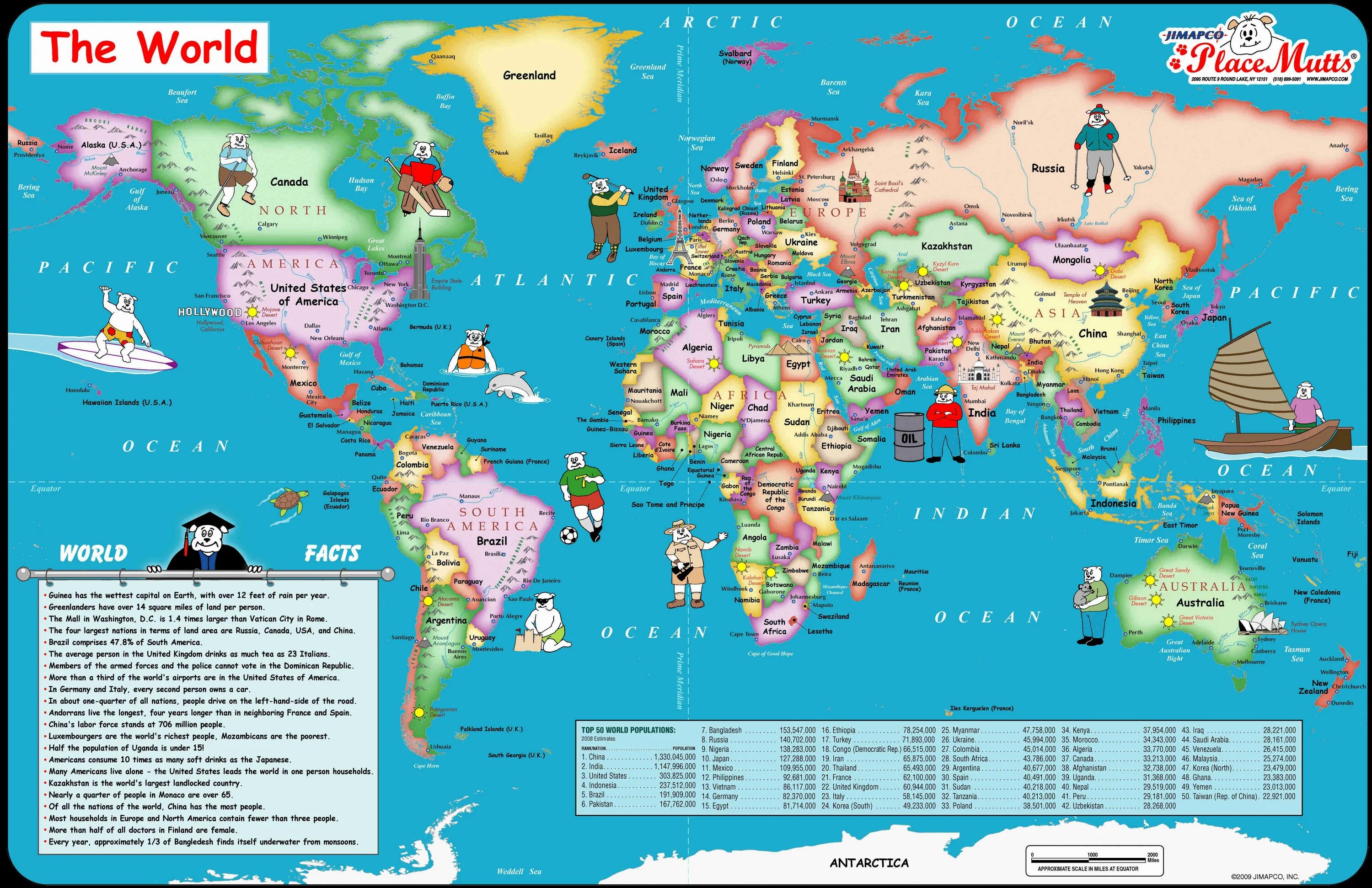 Карта стран на английском языке для детей.