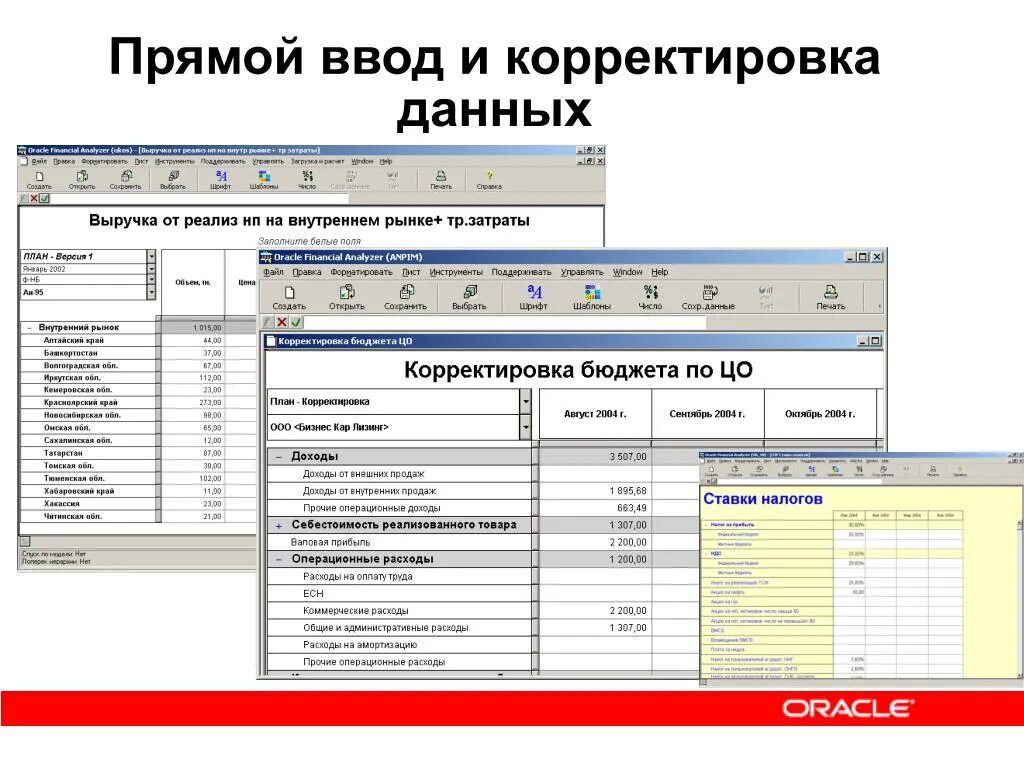 Корректировка данных. Данные коррекции. Корректировка бюджета. Прямой ввод.