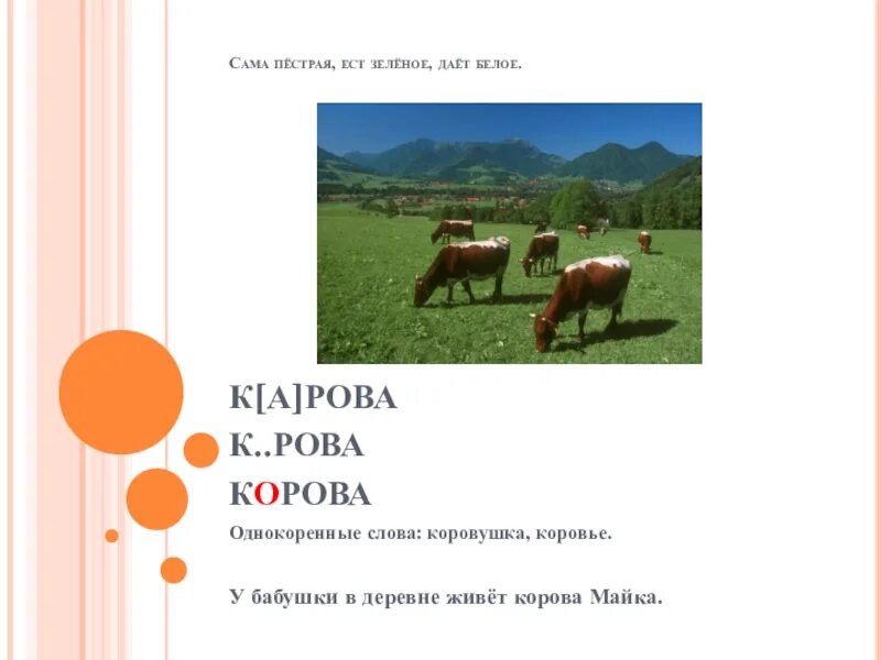 Сама пестр. Корова однокоренные слова. Корова однокоренные. Однокоренные слова к слову корова. Однокоренные слова к слову корова 2 класс.