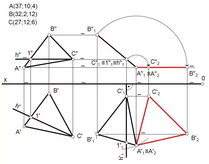 способ вращения плоскостей. эпюр. способ вращения плоскостей проекций. вращение точки вокруг оси перпендикулярной плоскости проекций. метод совмещения в начертательной геометрии.