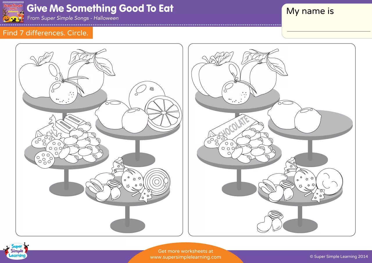 Find the differences food. Spot the difference for Kids food. Find differences food Worksheet. Find the difference for Kids.