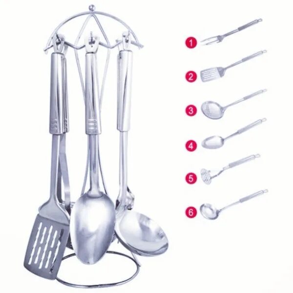 7 пр м а а. 105-153 Набор 7пр. Набор кухонных принадлежностей (7пр). На подставке. Набор поварешек для кухни на подставке. Набор поварешек на стойке.