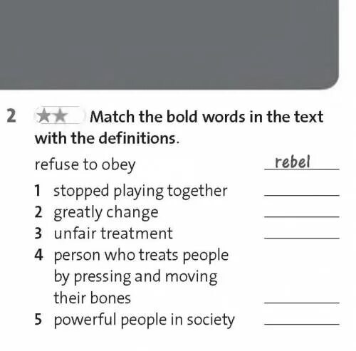 Match the Words with the Definitions. Match the Words in Bold in the text with the Definitions. Bold Word. Words in Bold.