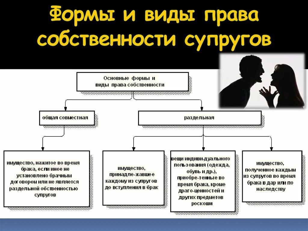 Имущество приобретенное до вступления в брак. Виды общего имущества супругов. Виды совместной собственности супругов. Виды правового имущества супругов.