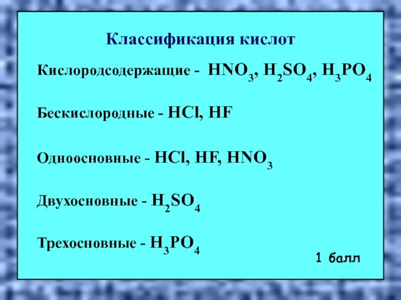 Hno3 одноосновная кислородсодержащая кислота