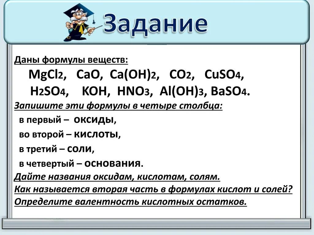 Zn h2so4 cao hno3. Формулы веществ. Формула вещества h2so4. Даны формулы веществ. Mgcl2 h2so4.