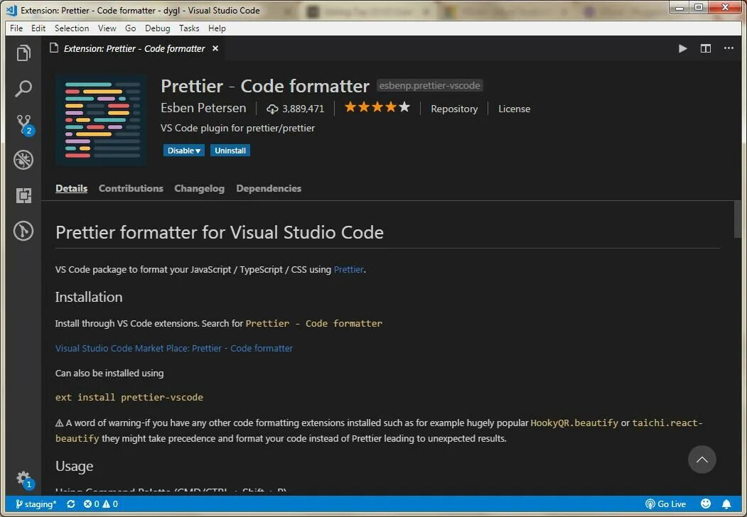 Репозиторий в vs code. Prettier vs code. расширения для vs code. prettier - code formatter. visual studio расширение.