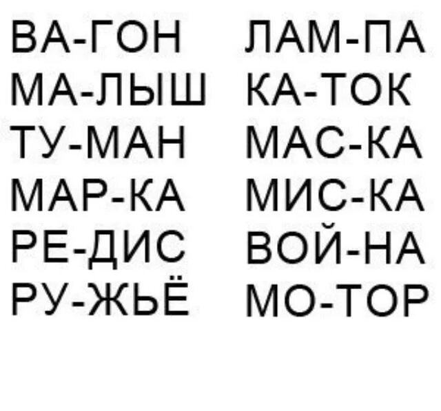 Слова для чтения. Чтение слов по слогам для дошкольников. Простые слова для чтения. Слова для чтения по слогам.