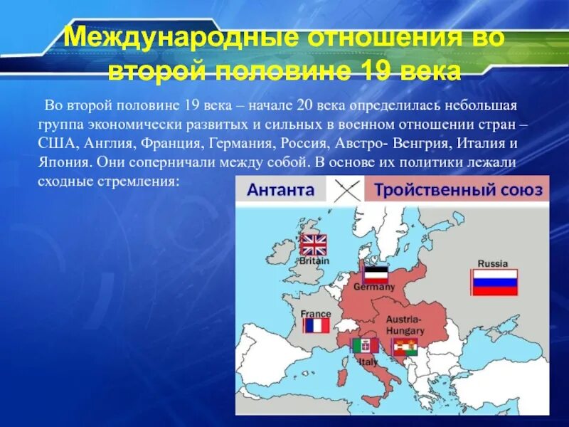 Международные отношения во второй половине 19 века. Международные отношения в конце 19 века. Международные отношения во второй половине XX века.. Международные отношения в середине 19 века.