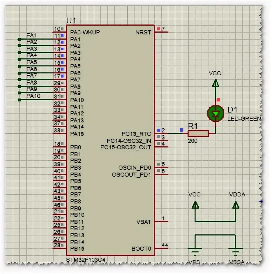 Stm32 мигание светодиодом. Stm32 proteus. stm32f103 proteus. stm32f103c8 в протеусе. stm32f207 proteus.