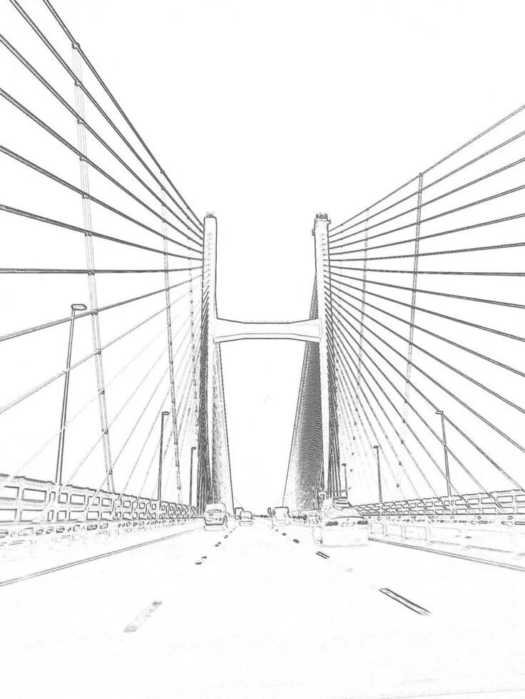 Эскиз моста. Мост карандашом. Мост в перспективе. Графический мост.