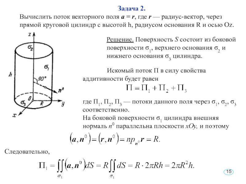 Через поверхность. Векторный поток через поверхность. Вычислить поток вектора через боковую поверхность цилиндра. Поток через цилиндр 2s. Поток через поверхность цилиндра.