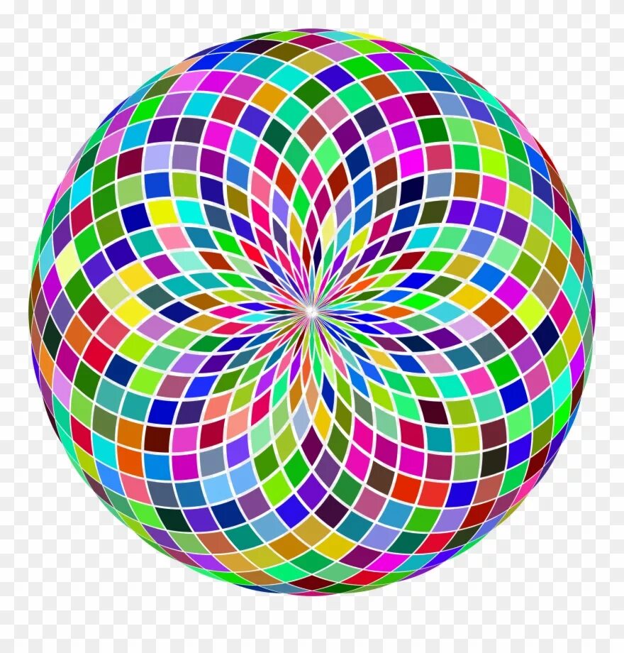 Радужный переливающийся фон. Красочный фон. Разноцветная спираль. Круглые разноцветные точки. Сферические круги.