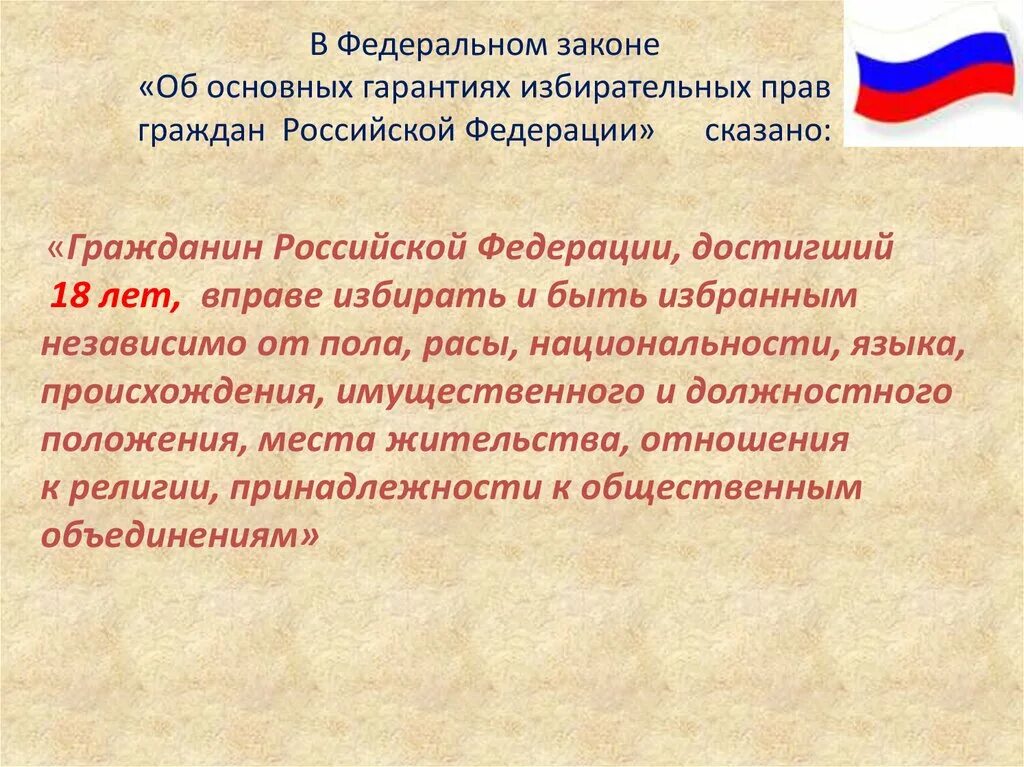 В каком году было избирательное право