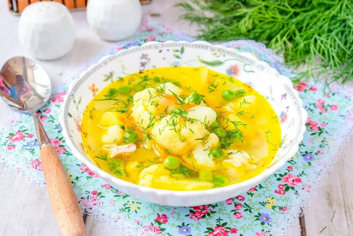Куриный суп с цветной капустой (без картофеля) * Супы, первые блюда