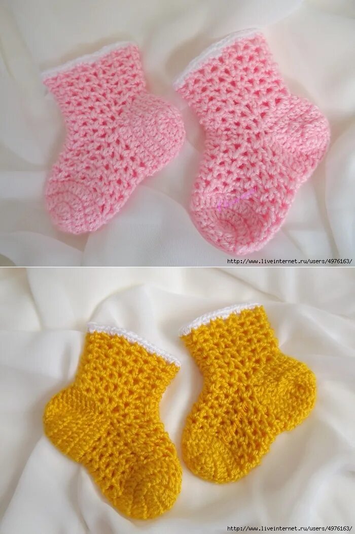 Носочки для новорожденных. Носочки крючком. Носочки крючком для малышей. Вязаные носочки для новорожденных.