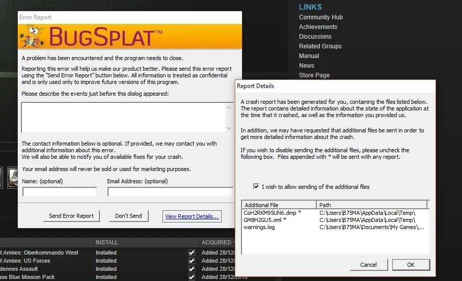 Detail link use. Bugsplat. Киллинг Флур 2 ошибка Bugsplat. Bugsplat Company of Heroes 2.