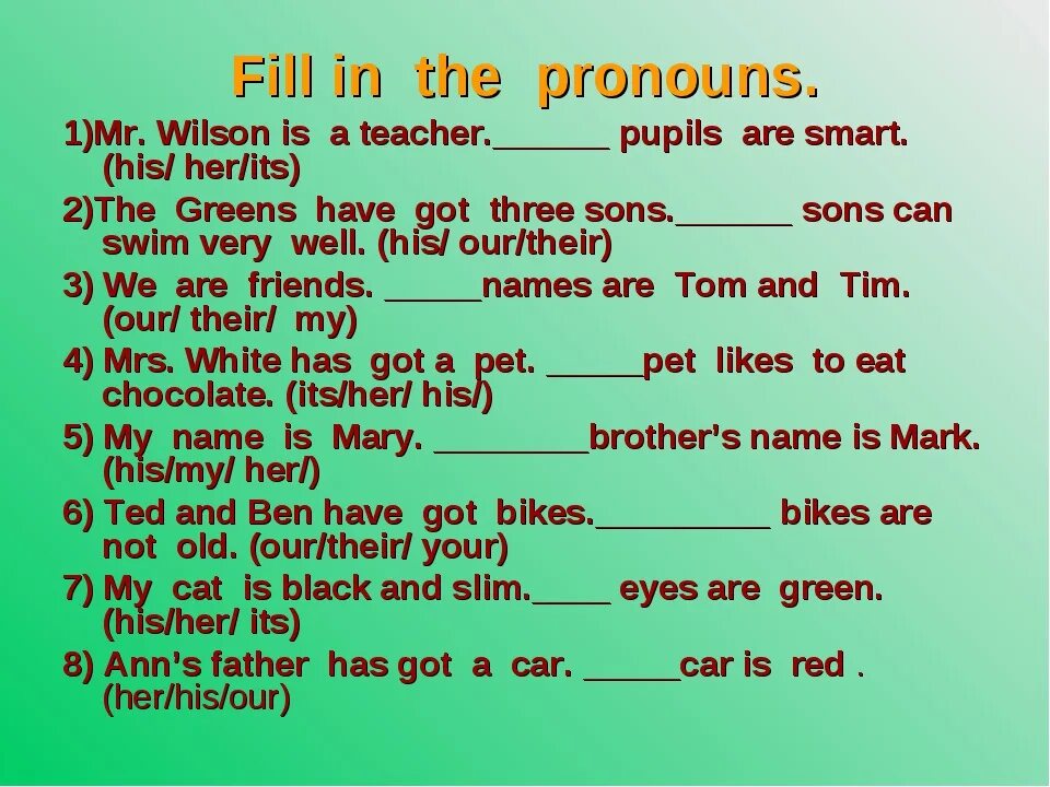 Местоимения упражнения 6 класс английский. Задания на притяжательные местоимения в английском языке 5 класс. Задания по английскому языку 3 класс притяжательные местоимения. Притяжательные местоимения в английском языке упражнения 3 класс. Местоимения в английском упражнения.