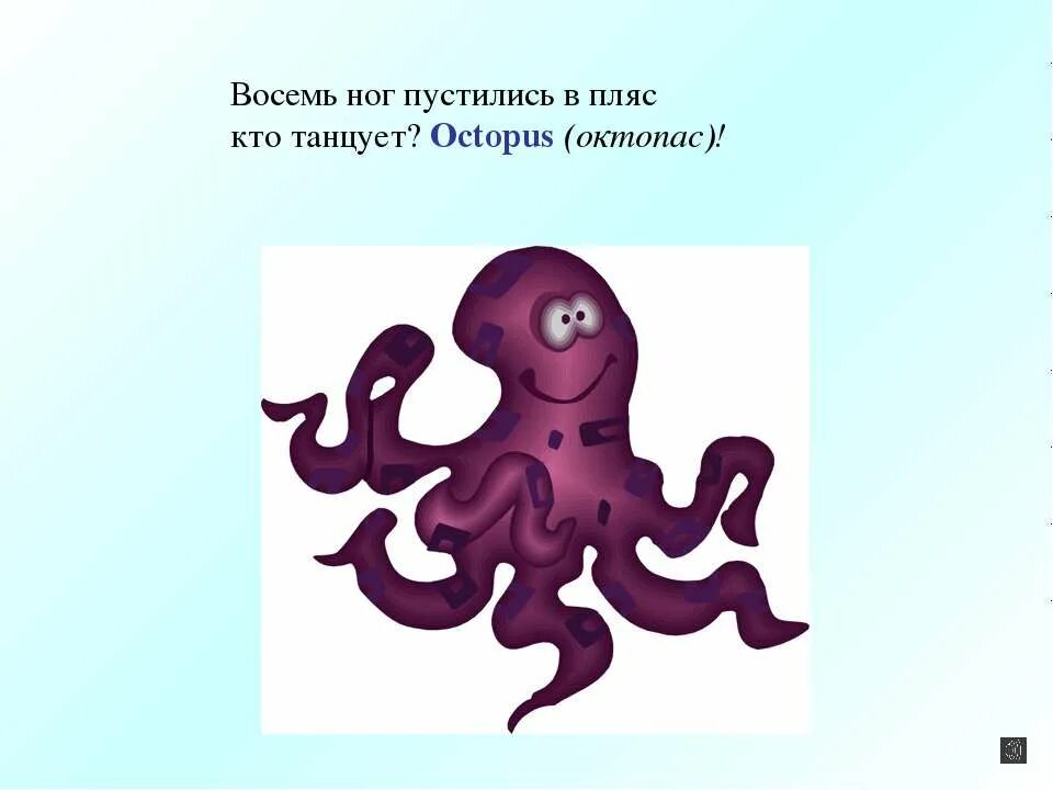 Осьминог восемь ног. Осьминог на английском языке. Octopus транскрипция.