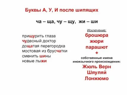 Слова с шипящей буквой ж