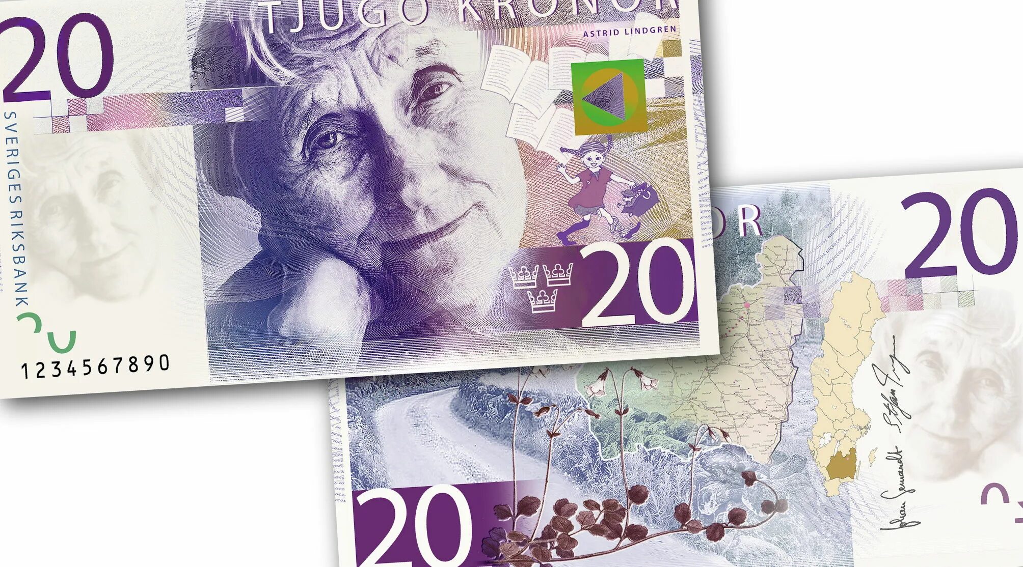 Шведская денежная единица. Купюра 20 крон Швеция.