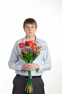 Человек с букетом