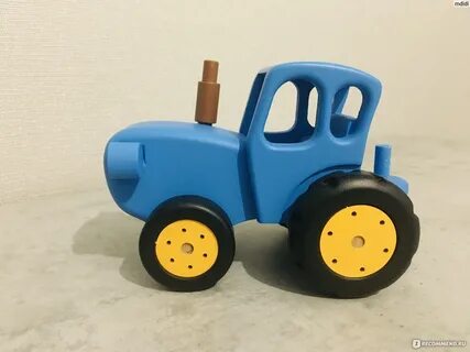 Деревянная игрушка синий трактор