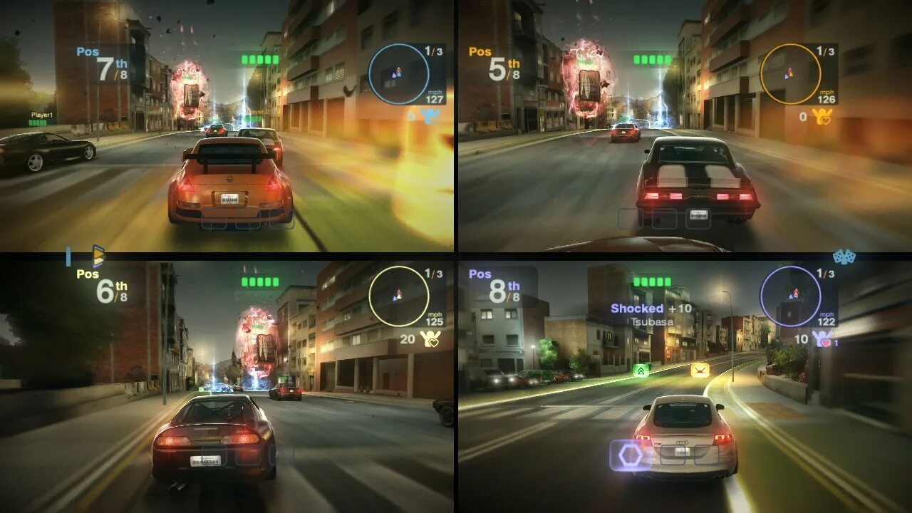 Гонки Split Screen Xbox 360. Игры на Xbox 360 Split Screen. Гонки блур ps3. Blur игра сплит скрин.