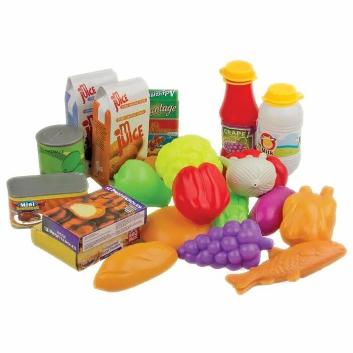 Игрушечные продукты. Набор продуктов. Набор овощей и фруктов для детей. Набор продуктов для магазина.