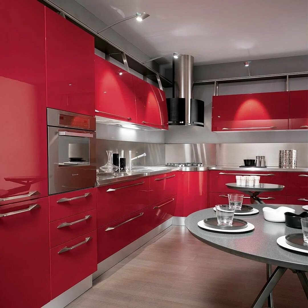 Кухни со встроенной техникой красная. Дизайнерская кухня в красном цвете. 8. Кухня в красном стиле. Красная кухня в интерьере.