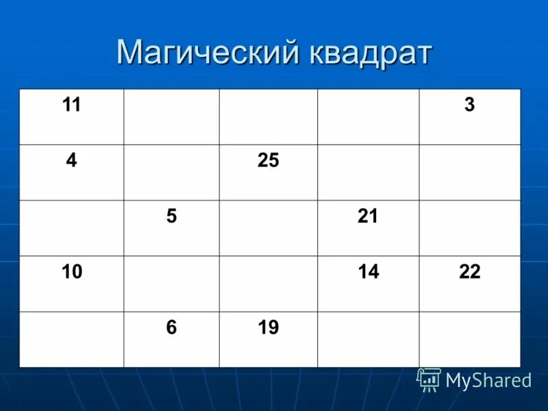 Магический квадрат 4 класс математика с ответами