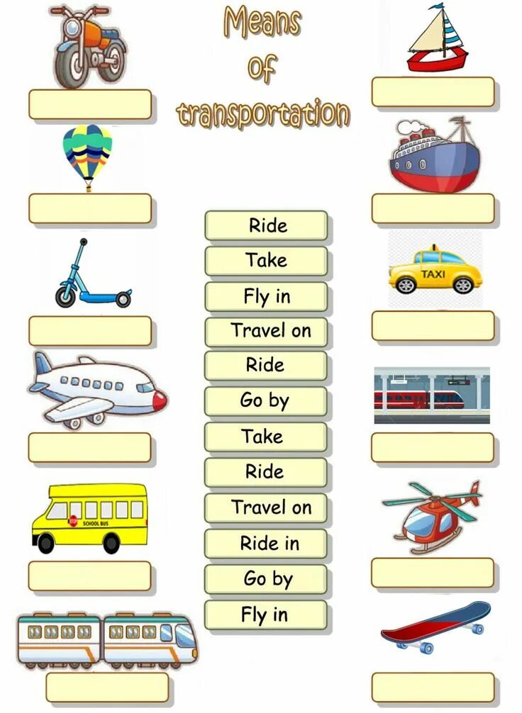 Complete the forms of transport