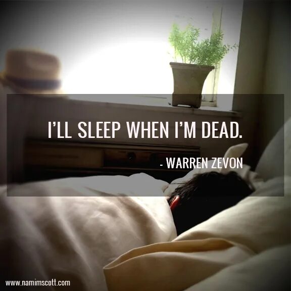 Уоррен Зивон. Ill Sleep when im Dead. I will Sleep when im Dead. Постер you can Sleep when you're Dead. When do you sleep