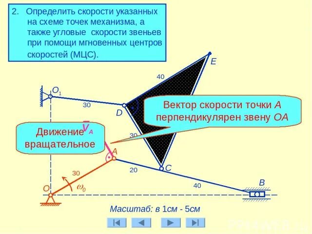 Определить угловые скорости звеньев. Мгновенный центр скоростей и скорость в точке перпендикулярны?. Направление угловой скорости звена. Угловая скорость звена. Определить угловые скорости звеньев.