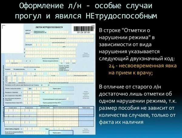 Сколько день закрывает больничный. Нарушение режима листка нетрудоспособности. Лист нетрудоспособности при нарушении режима. Отметка о нарушении режима в больничном. Нарушение режима по больничному листу.